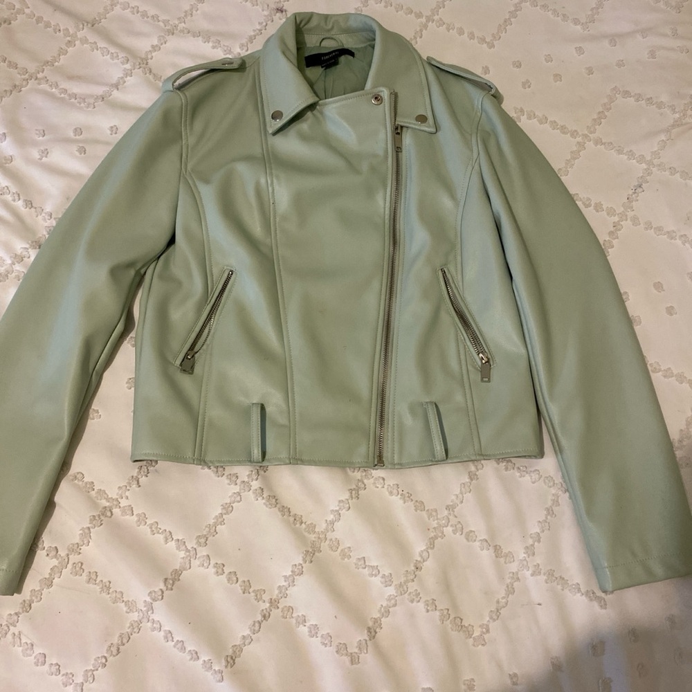 Sage green leather jacket
